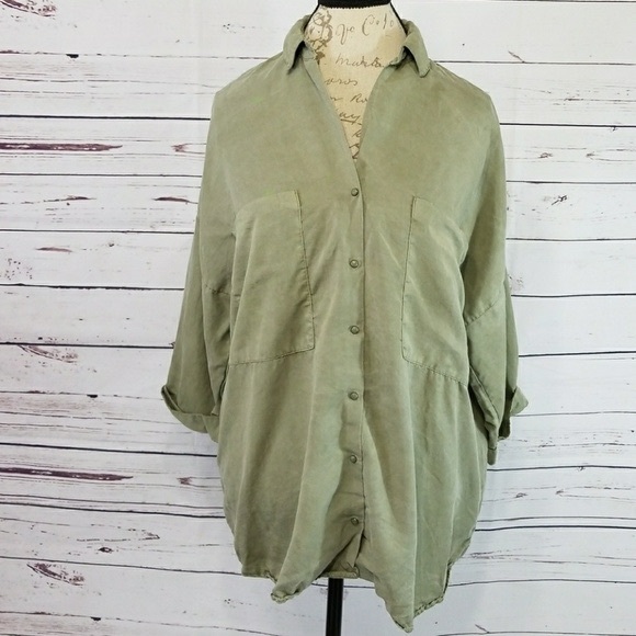 Zara Trafluc Olive green button down shirt - Picture 3 of 5